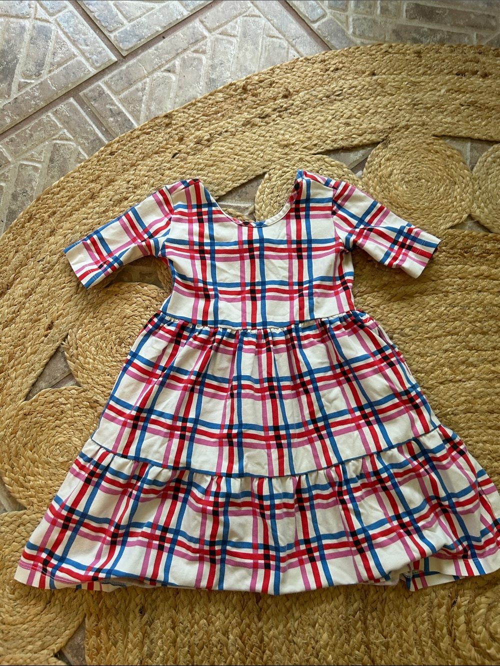 Hanna Andersson Red, Blue & White Plaid Tiered Dress